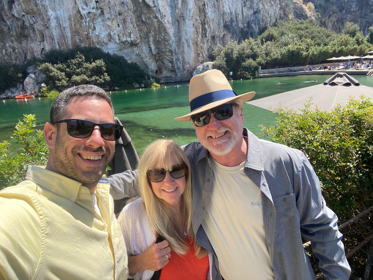 Urban Cabs driver providing a tour at Vouliagmeni Lake.